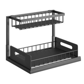 2 tier Under Sink Organizers Kitchen Bathroom Storage Cabinet Sliding Drawer US